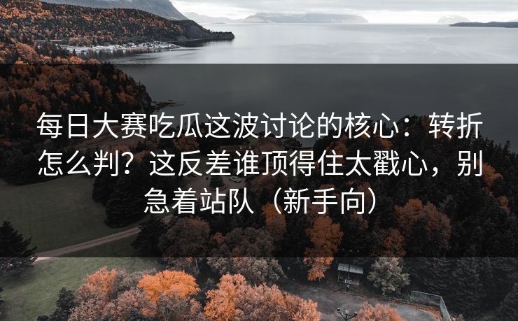 每日大赛吃瓜这波讨论的核心：转折怎么判？这反差谁顶得住太戳心，别急着站队（新手向）