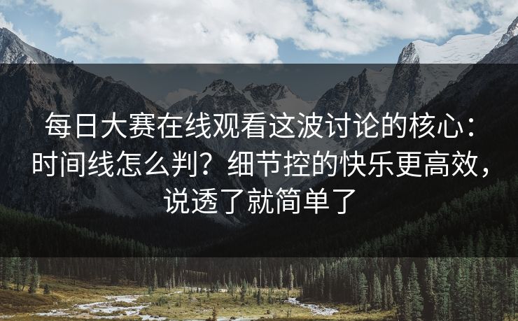 每日大赛在线观看这波讨论的核心：时间线怎么判？细节控的快乐更高效，说透了就简单了